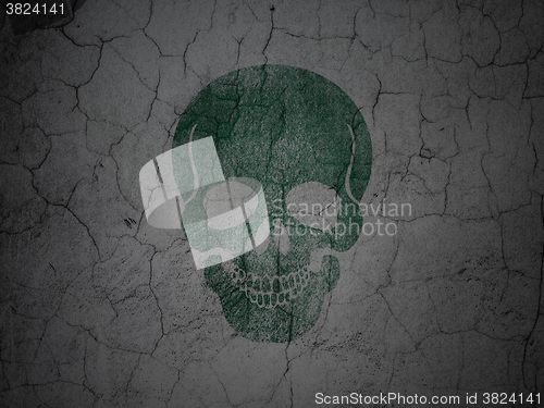 Image of Medicine concept: Scull on grunge wall background