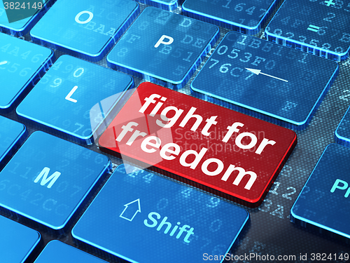 Image of Politics concept: Fight For Freedom on computer keyboard background