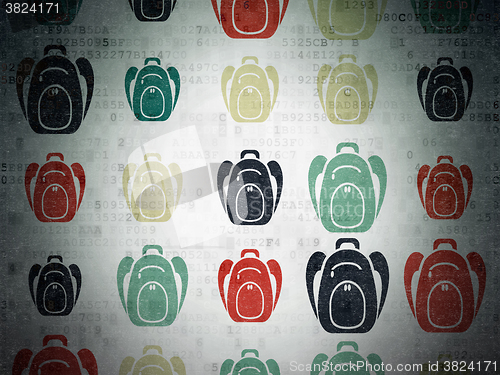 Image of Learning concept: Backpack icons on Digital Paper background