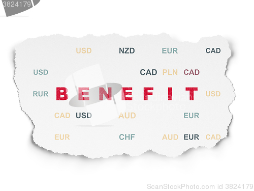 Image of Finance concept: Benefit on Torn Paper background