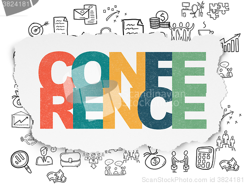 Image of Finance concept: Conference on Torn Paper background