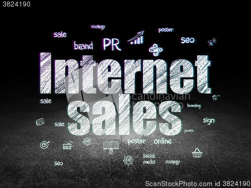 Image of Marketing concept: Internet Sales in grunge dark room