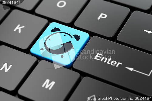 Image of Time concept: Alarm Clock on computer keyboard background