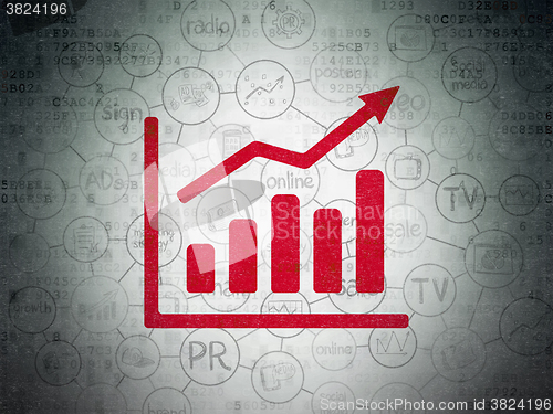 Image of Advertising concept: Growth Graph on Digital Paper background