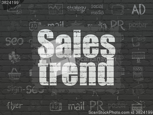 Image of Advertising concept: Sales Trend on wall background