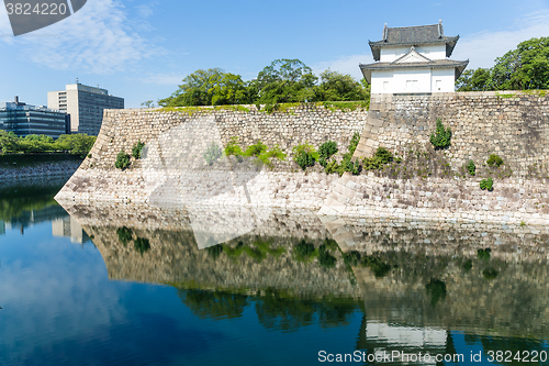 Image of Moat with a Turret of Osaka Castle in Osaka