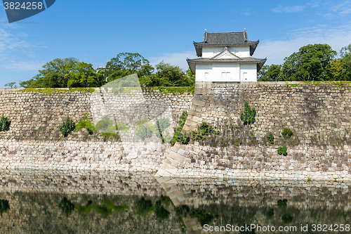 Image of Moat with a Turret of Osaka Castle in Osaka