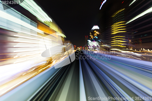 Image of Truck light trail in city