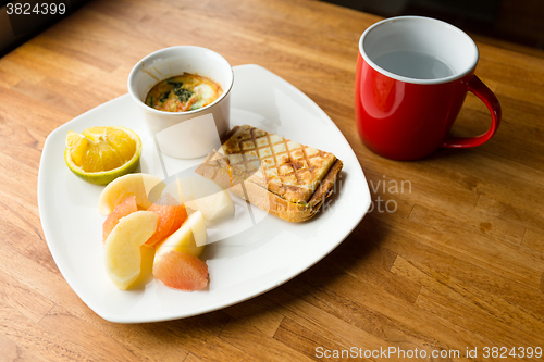 Image of Breakfast with cup of water