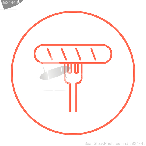 Image of Sausage on fork line icon.