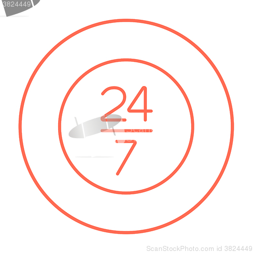 Image of Open 24 hours and 7 days in wheek sign line icon.