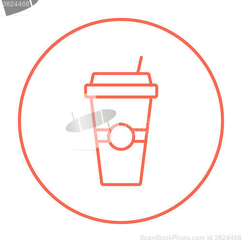 Image of Disposable cup with drinking straw line icon.