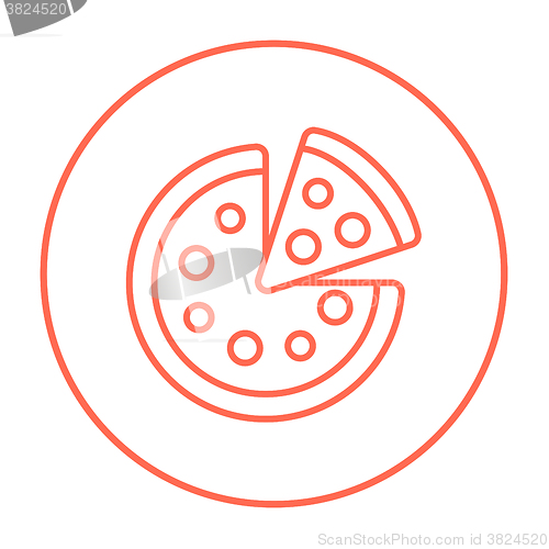 Image of Whole pizza with slice line icon.