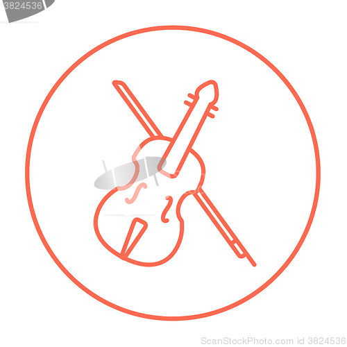 Image of Violin with bow line icon.