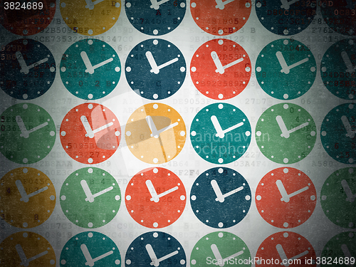 Image of Time concept: Clock icons on Digital Paper background