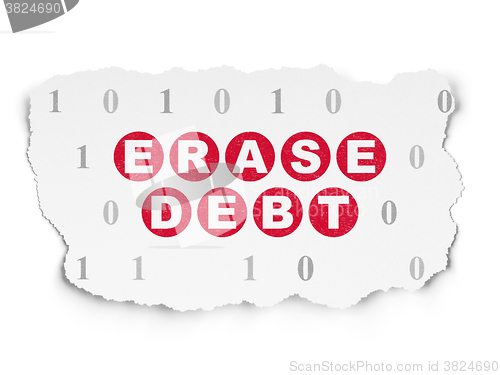 Image of Finance concept: Erase Debt on Torn Paper background