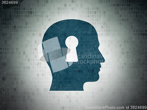 Image of Business concept: Head With Keyhole on Digital Paper background
