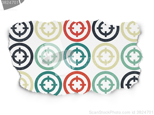 Image of Business concept: Target icons on Torn Paper background