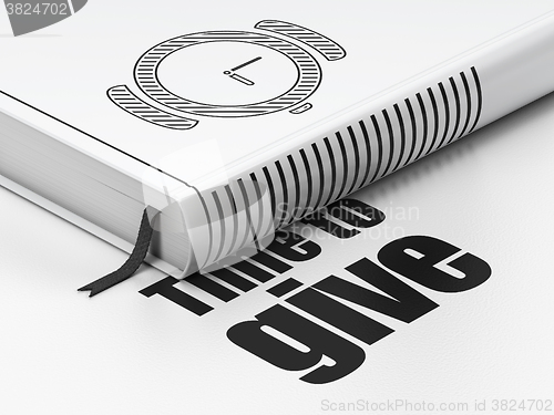 Image of Timeline concept: book Watch, Time To Give on white background