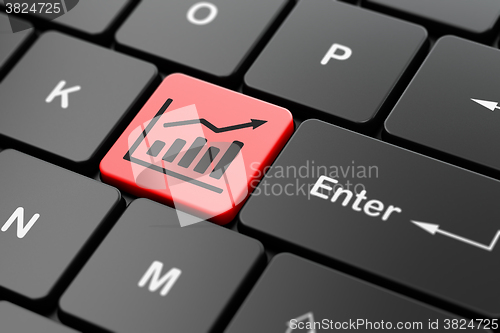 Image of Advertising concept: Growth Graph on computer keyboard background