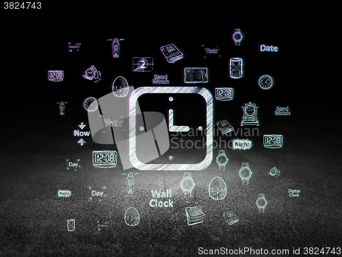 Image of Timeline concept: Watch in grunge dark room