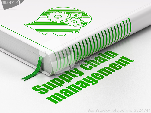 Image of Marketing concept: book Head With Gears, Supply Chain Management on white background
