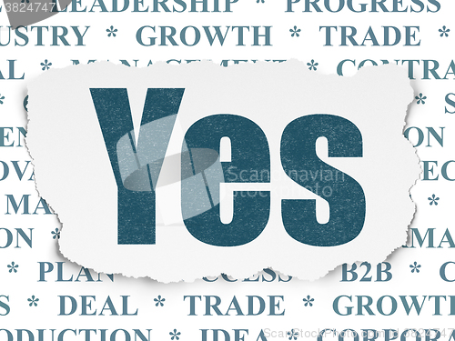 Image of Business concept: Yes on Torn Paper background