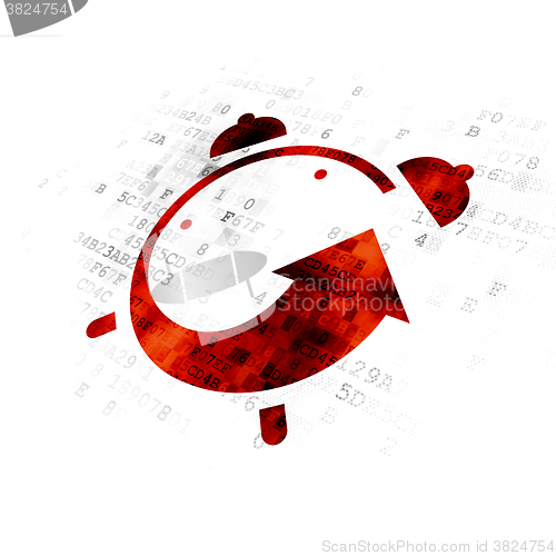Image of Timeline concept: Alarm Clock on Digital background