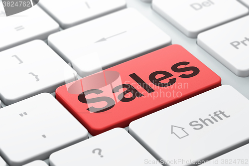 Image of Advertising concept: Sales on computer keyboard background