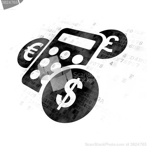 Image of Advertising concept: Calculator on Digital background