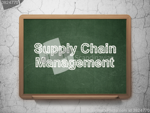 Image of Advertising concept: Supply Chain Management on chalkboard background