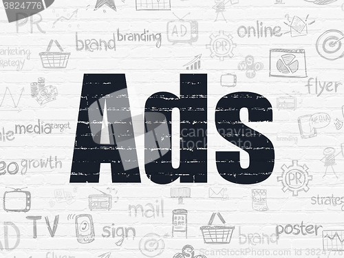 Image of Marketing concept: Ads on wall background