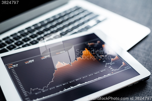 Image of Stock market chart on tablet pc