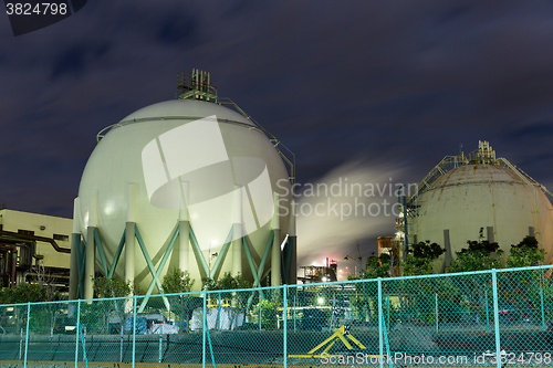 Image of Natural Gas storage tanks at night