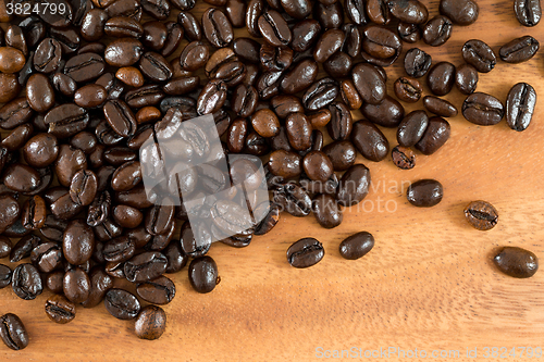 Image of Coffee beans on wood background