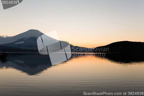 Image of Mount fuji at Lake Yamanaka during sunset