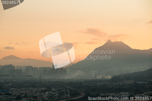 Image of Hong Kong skyline during sunset