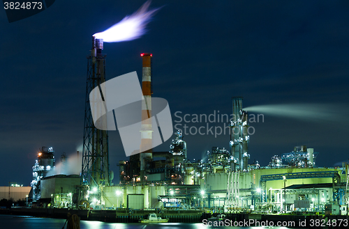 Image of Seaside Industrial Factory at night