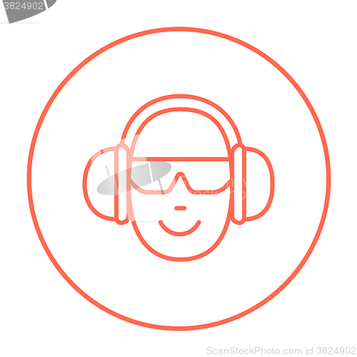 Image of Man in headphones line icon.