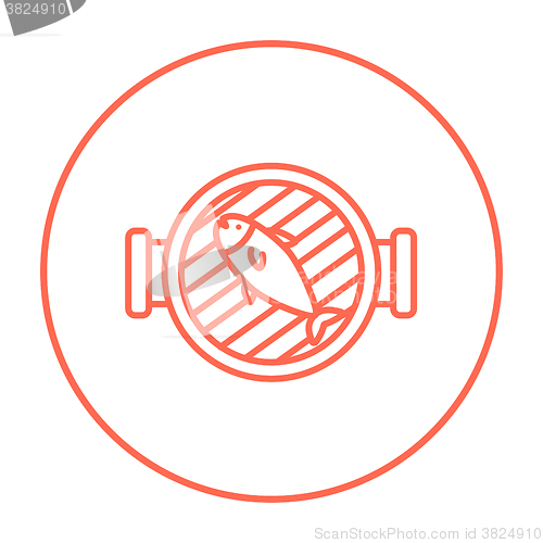 Image of Fish on grill line icon.