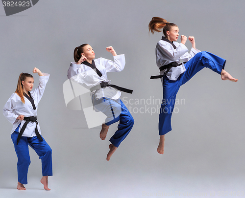 Image of The collage of karate girl with black belt