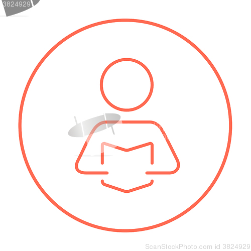 Image of Man reading book line icon.
