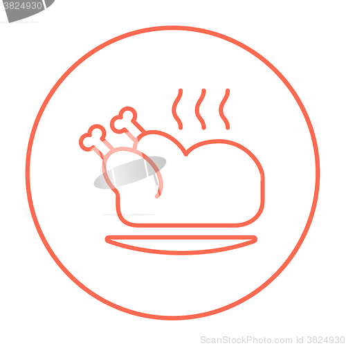 Image of Baked whole chicken line icon.