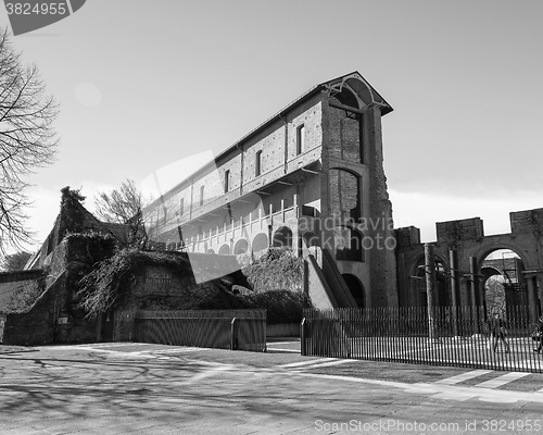 Image of Rivoli Castle in Rivoli in black_and_white