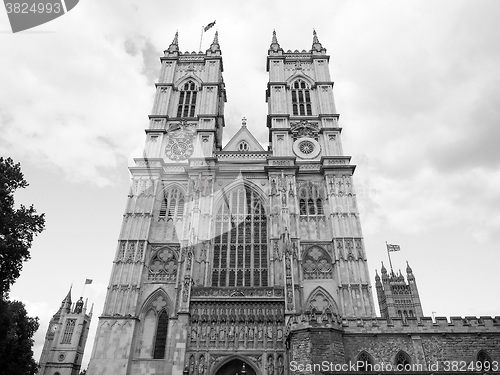 Image of Black and white Westminster Abbey in London