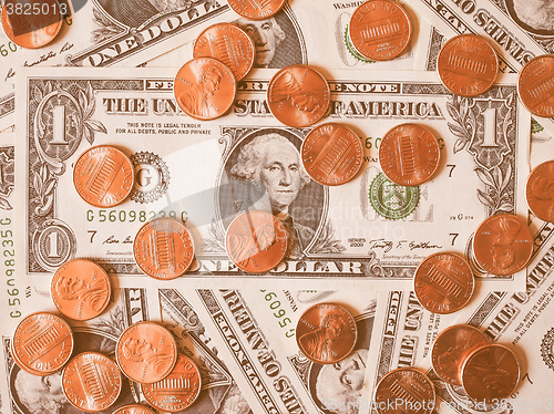 Image of  Dollar coins and notes vintage