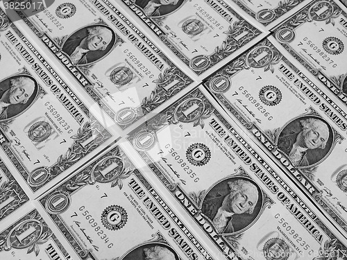 Image of Black and white Dollar notes 1 Dollar