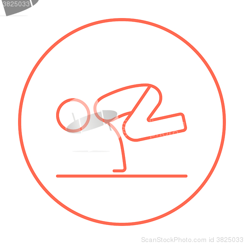 Image of Man practicing yoga line icon.