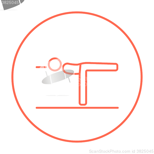 Image of Man practicing yoga line icon.