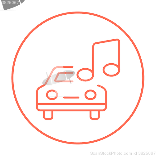 Image of Car with music note line icon.